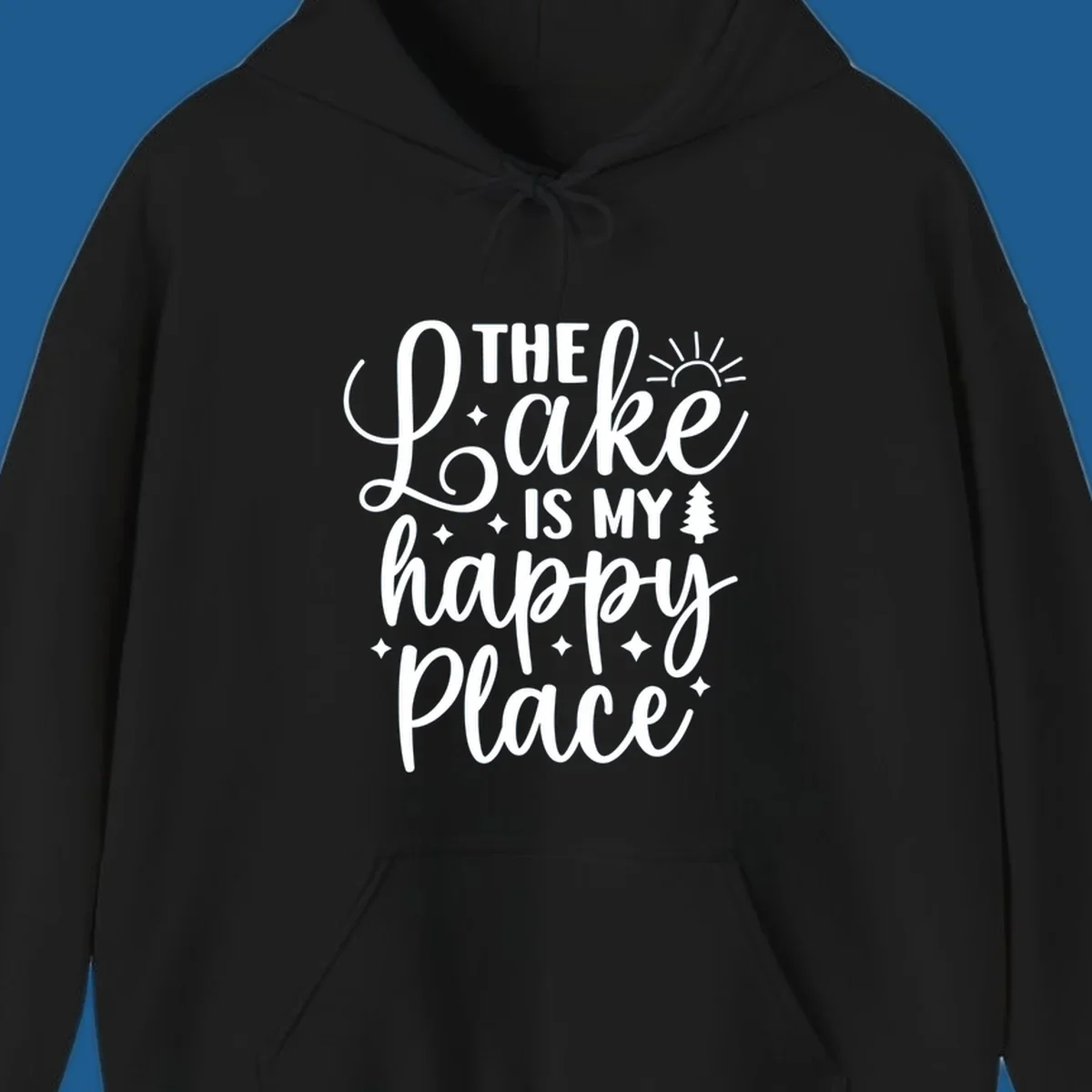 The Lake Is My Happy Place text and graphics design.