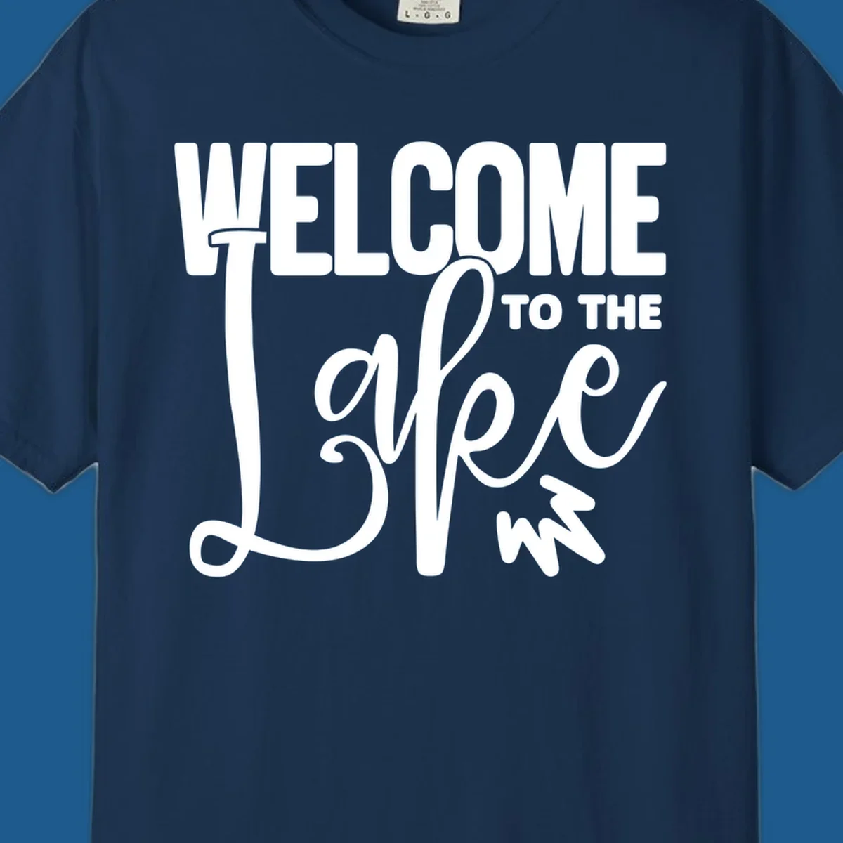 Welcome to the Lake typography design with stylized script font.
