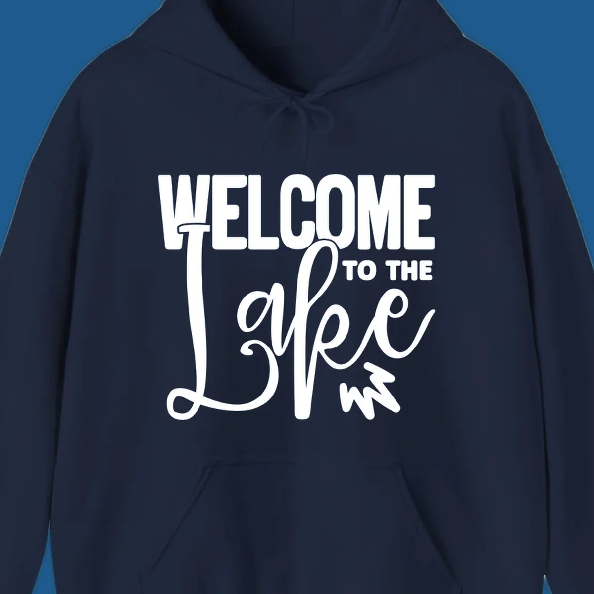 Welcome to the Lake typography design with stylized script font.