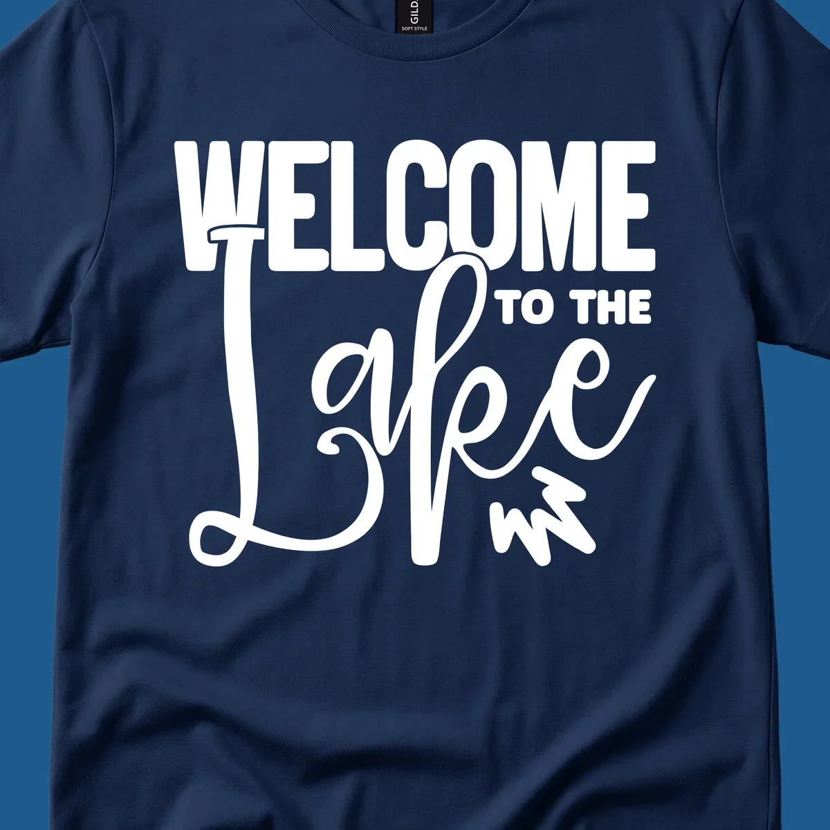 Welcome to the Lake typography design with stylized script font.