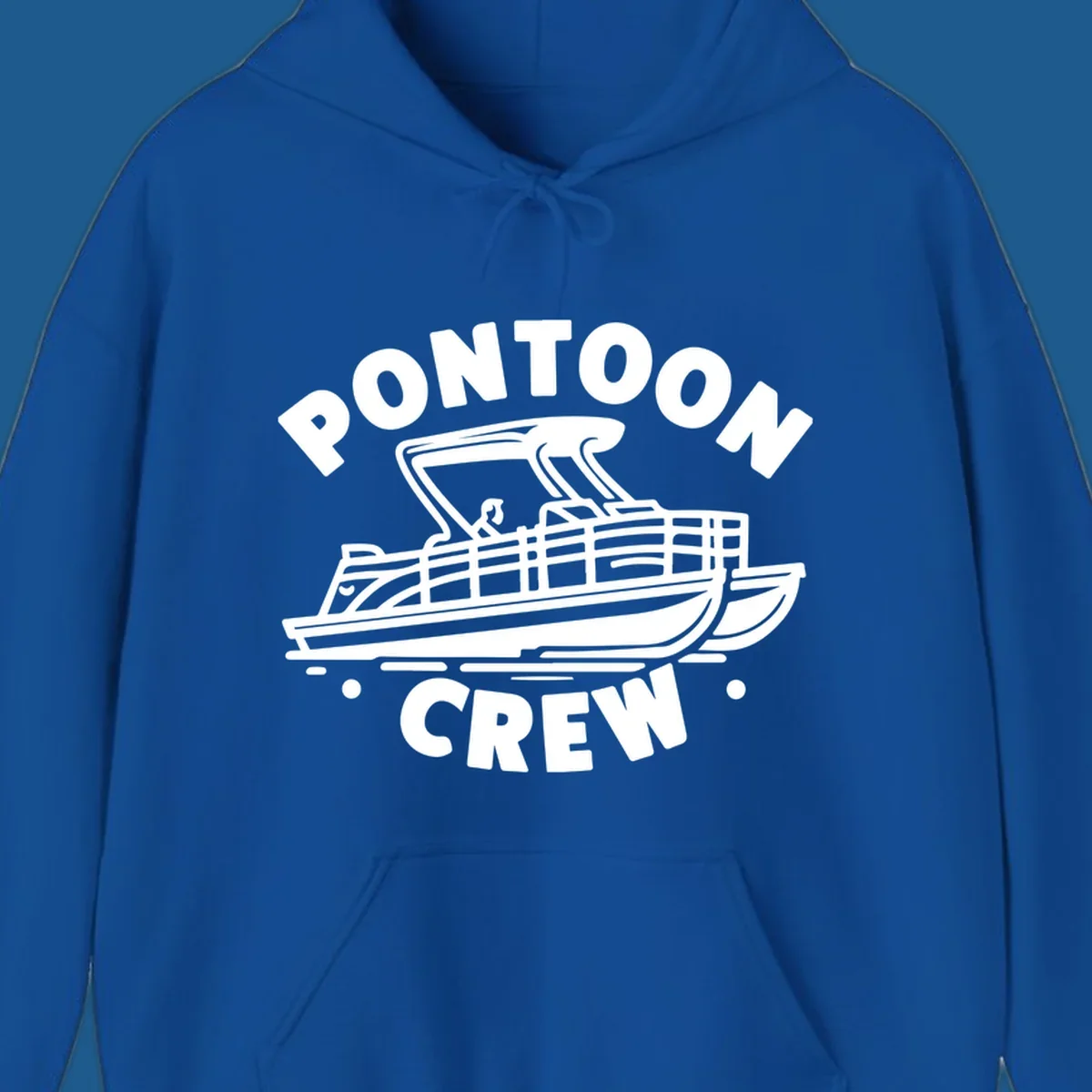 Pontoon crew boat illustration with text, for pontoon-crew-boat fans.