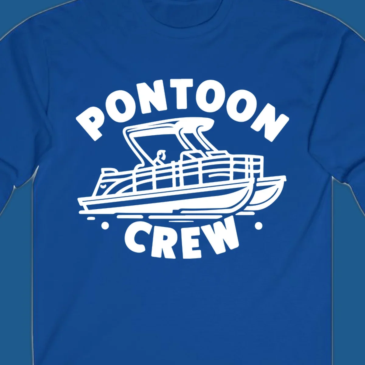 Pontoon crew boat illustration with text, for pontoon-crew-boat fans.
