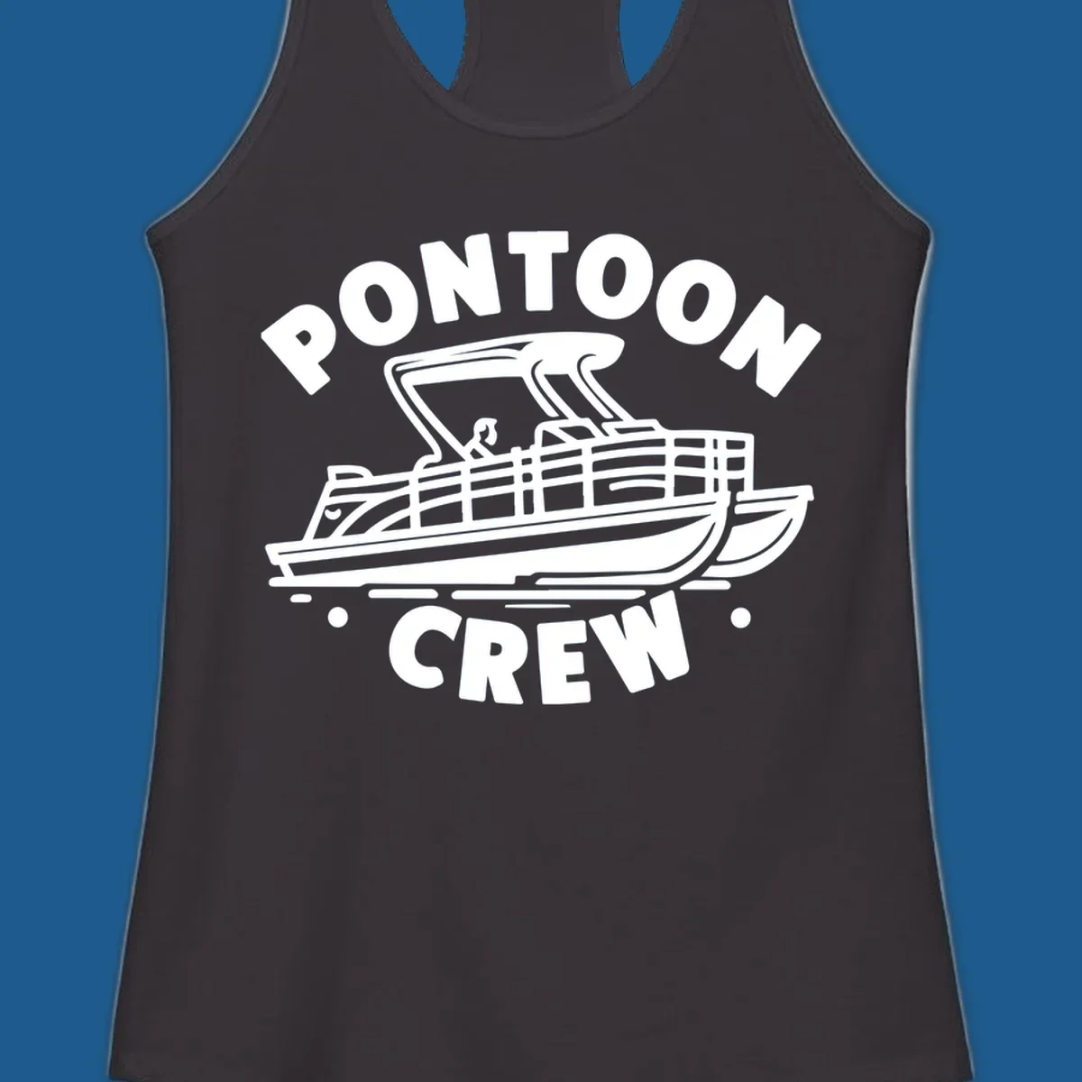 Pontoon crew boat illustration with text, for pontoon-crew-boat fans.
