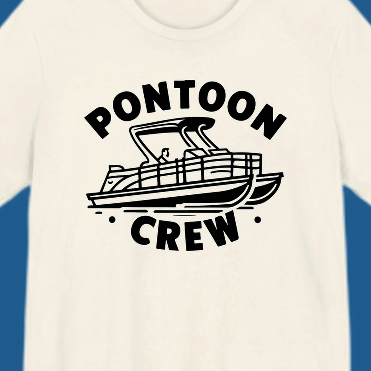 Pontoon crew boat illustration with text, for pontoon-crew-boat fans.