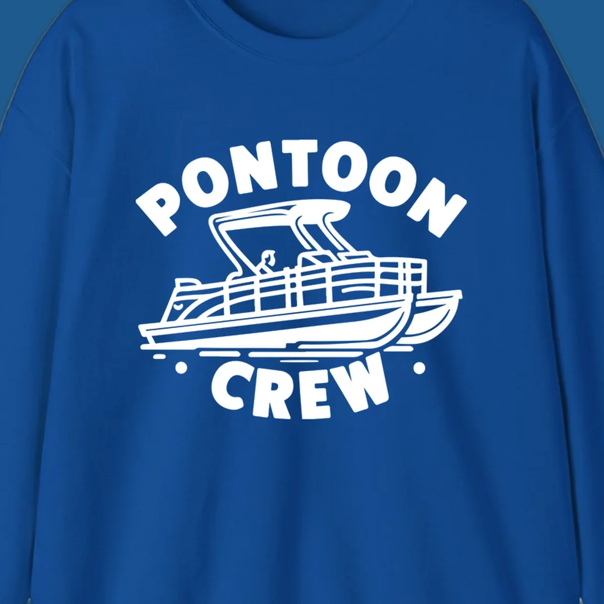 Pontoon crew boat illustration with text, for pontoon-crew-boat fans.