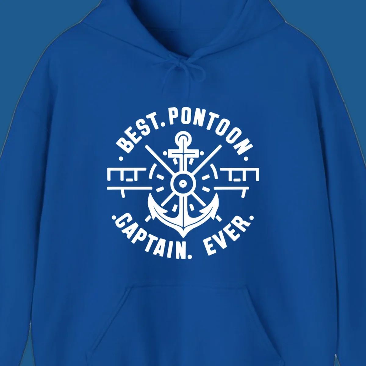 Circular badge with anchor and text "BEST. PONTOON. CAPTAIN. EVER."
