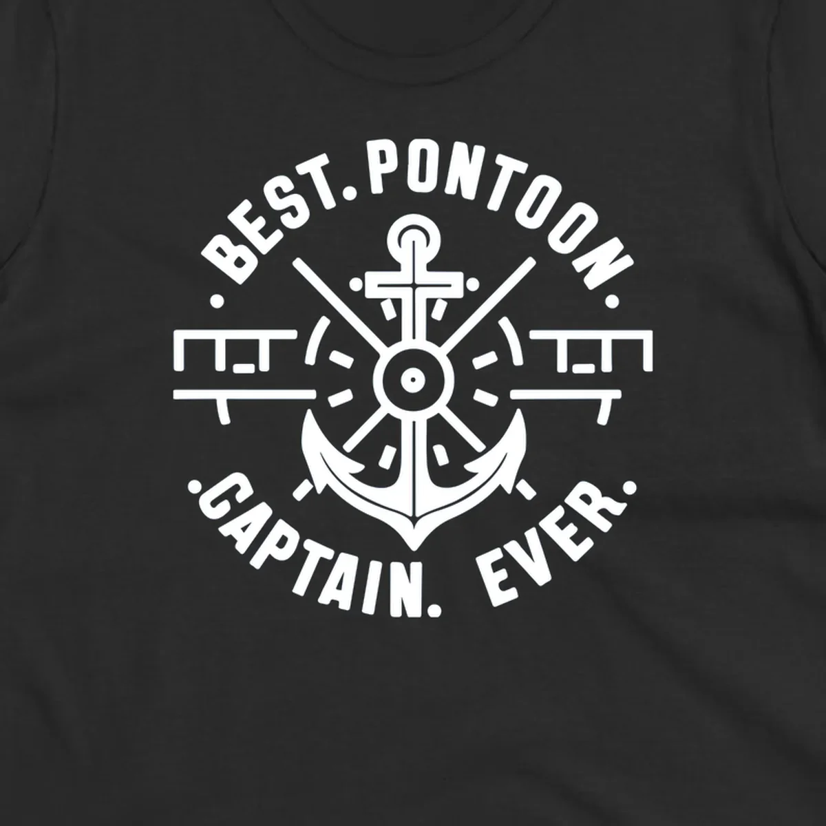 Circular badge with anchor and text "BEST. PONTOON. CAPTAIN. EVER."