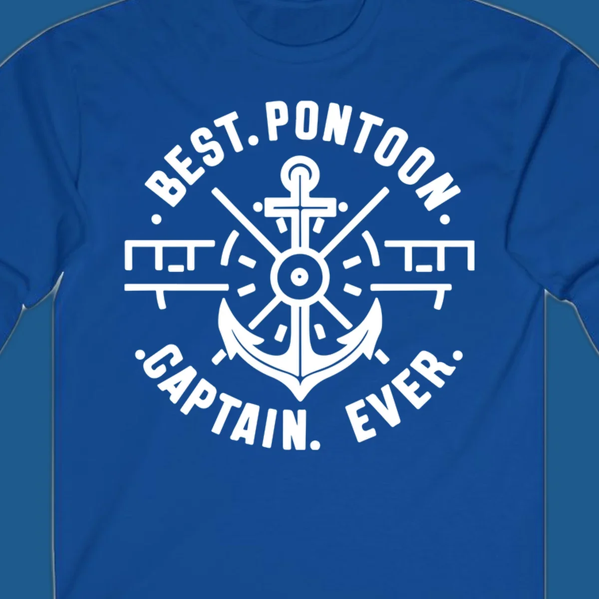 Circular badge with anchor and text "BEST. PONTOON. CAPTAIN. EVER."