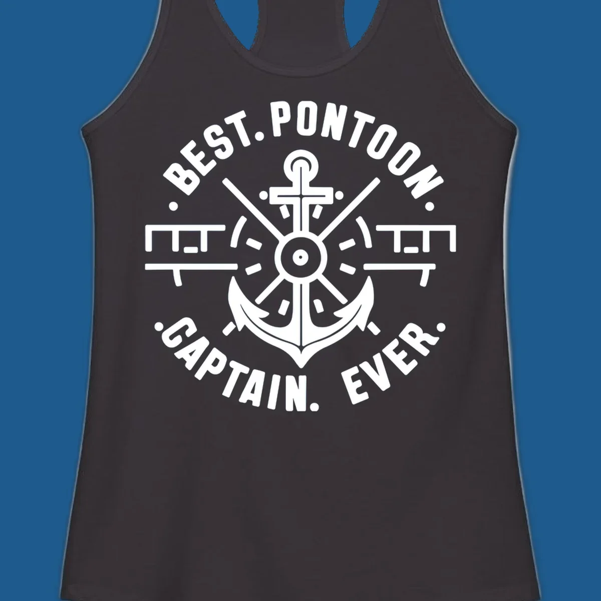 Circular badge with anchor and text "BEST. PONTOON. CAPTAIN. EVER."