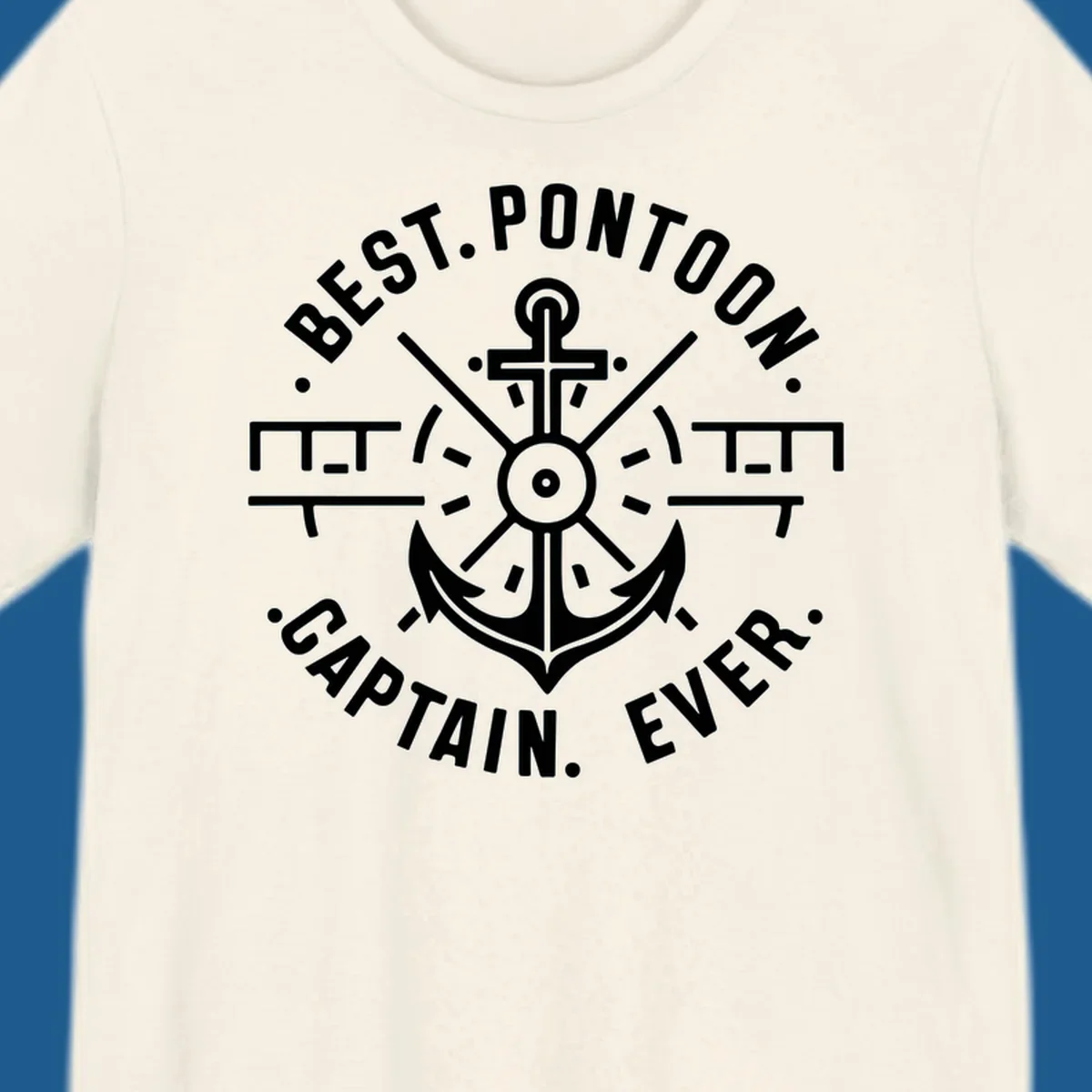 Circular badge with anchor and text "BEST. PONTOON. CAPTAIN. EVER."
