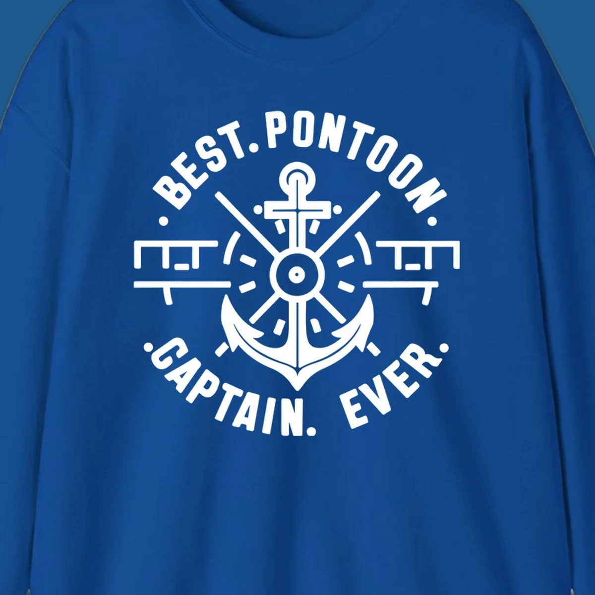 Circular badge with anchor and text "BEST. PONTOON. CAPTAIN. EVER."