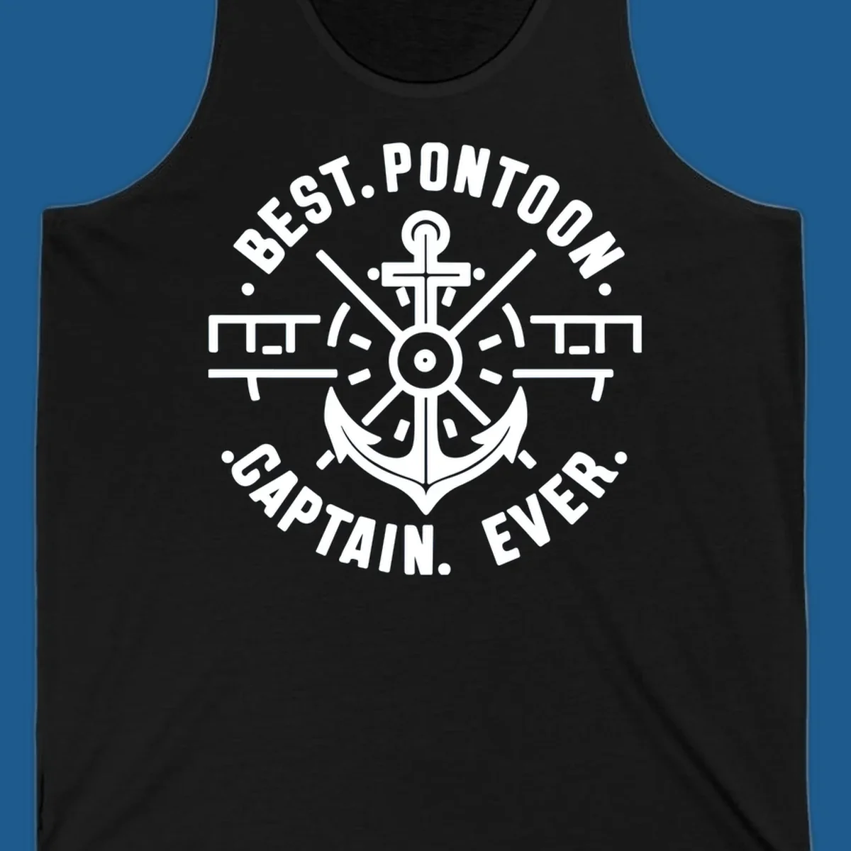 Circular badge with anchor and text "BEST. PONTOON. CAPTAIN. EVER."