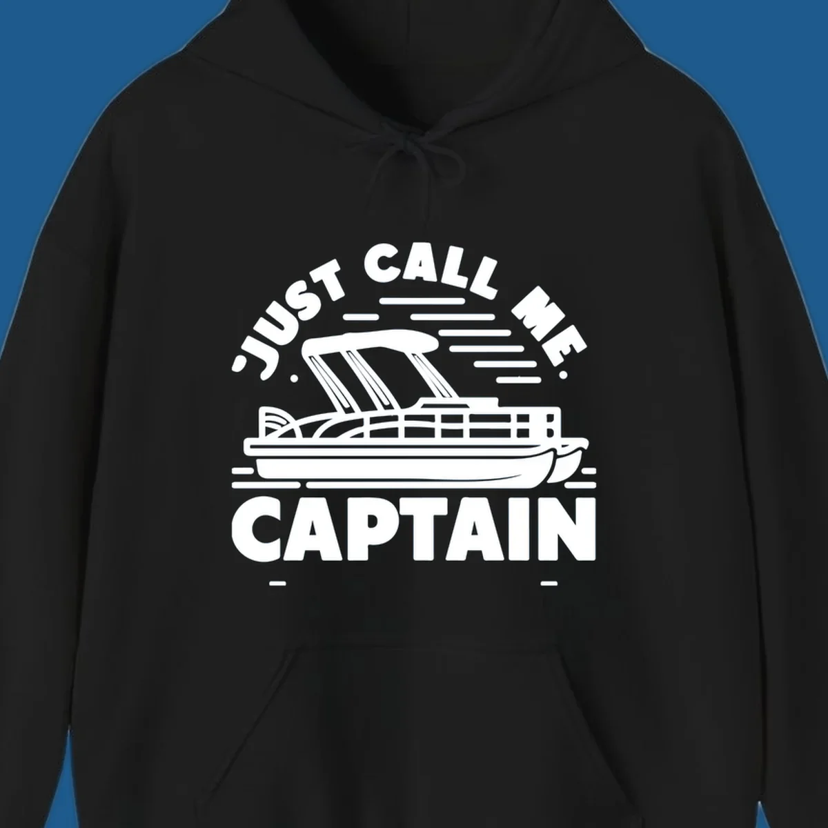 Just Call Me Captain pontoon boat illustration with text. Primary keyword root: just-call-me-captain.
