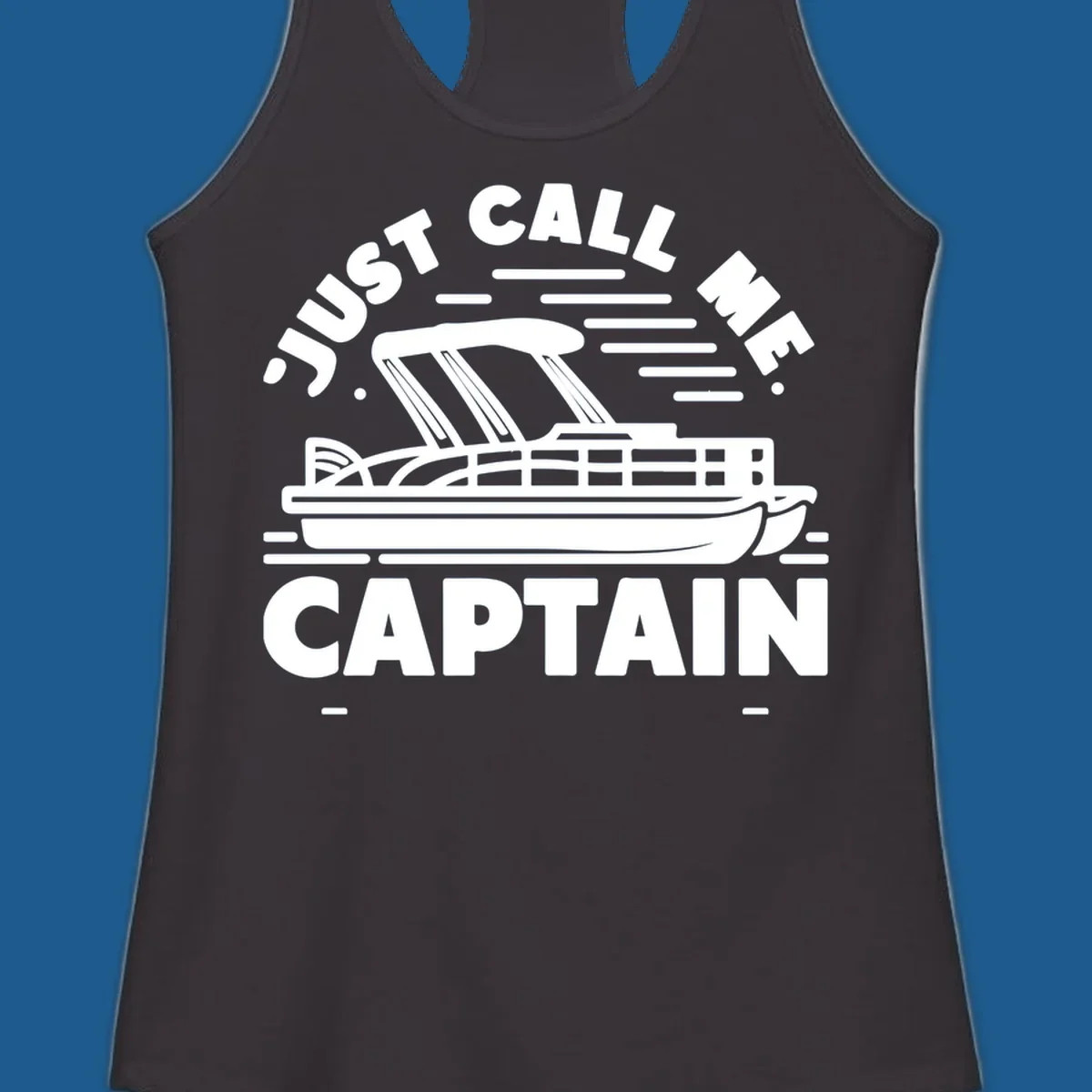 Just Call Me Captain pontoon boat illustration with text. Primary keyword root: just-call-me-captain.