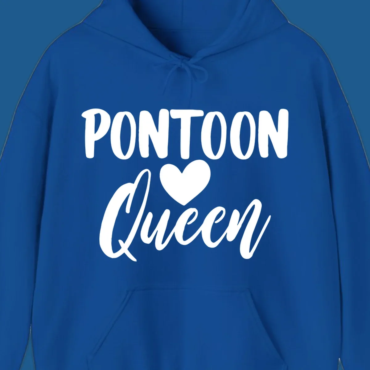 Pontoon Queen text with a heart graphic.
