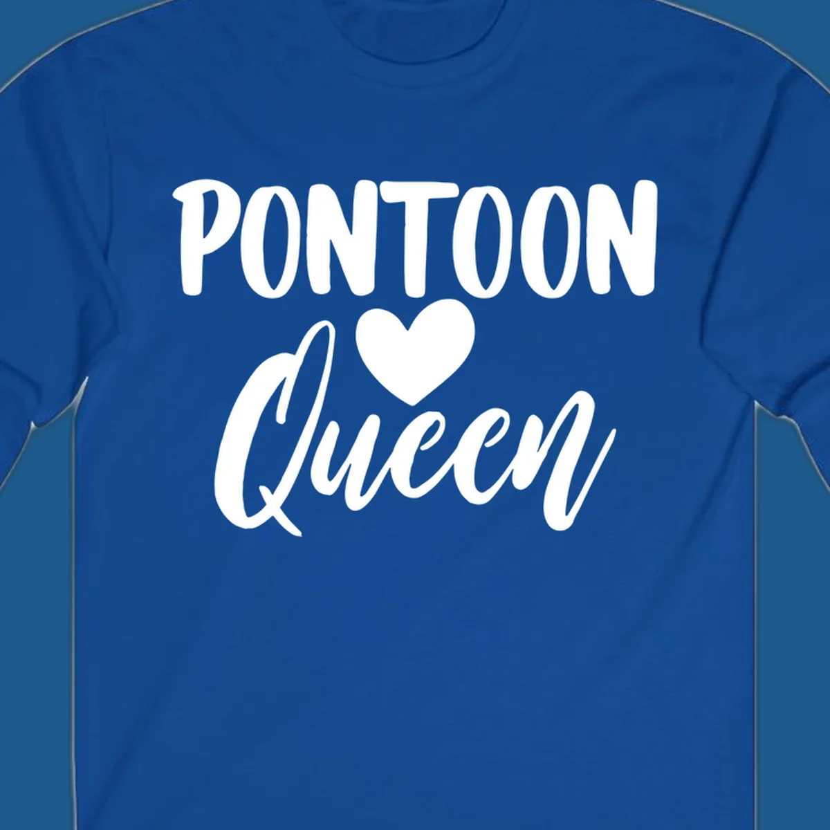 Pontoon Queen text with a heart graphic.