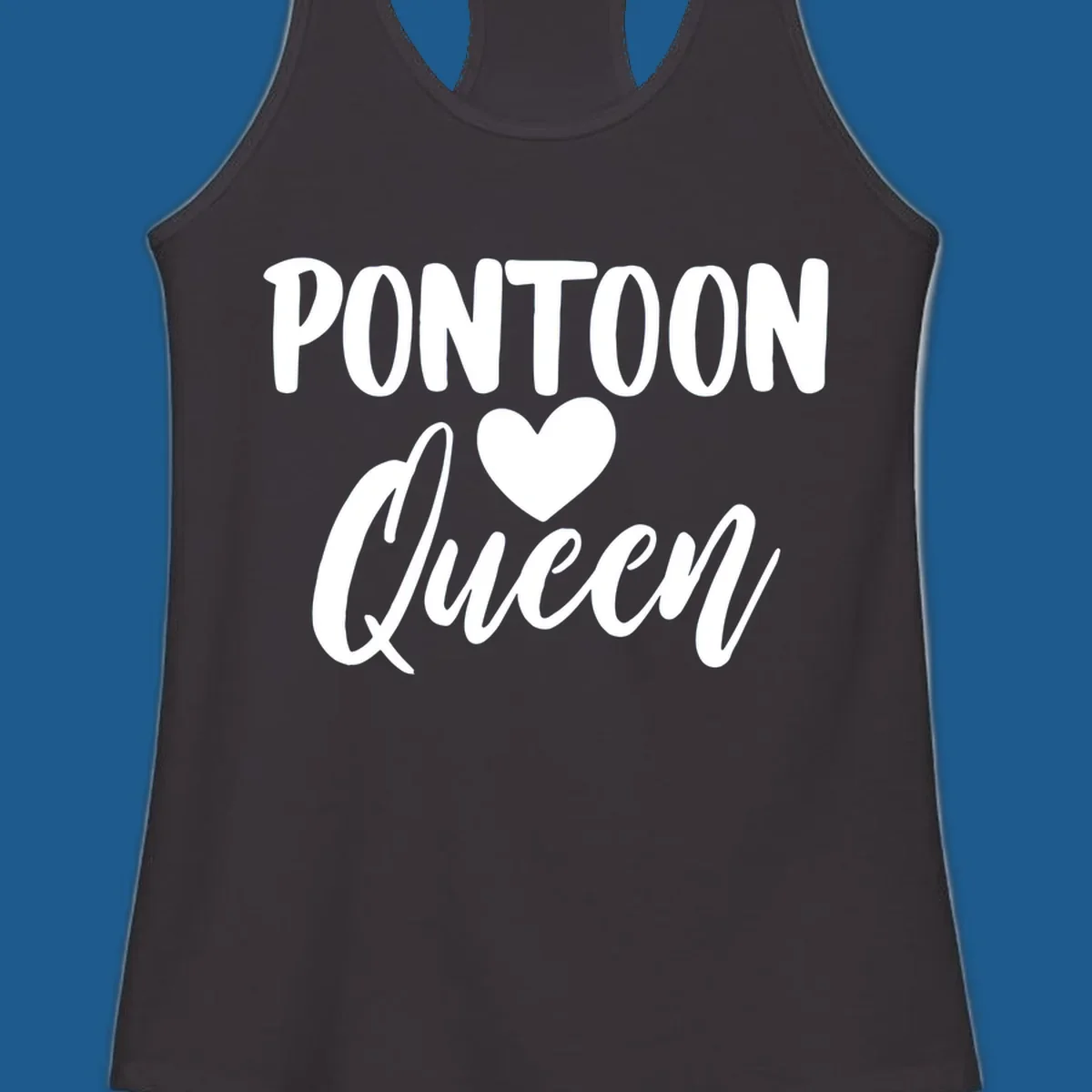 Pontoon Queen text with a heart graphic.