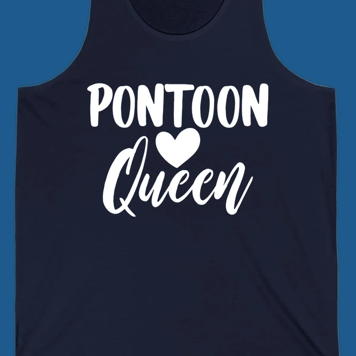 Pontoon Queen text with a heart graphic.
