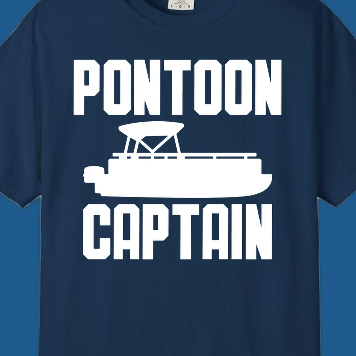 Pontoon Captain design featuring text and a pontoon boat silhouette.