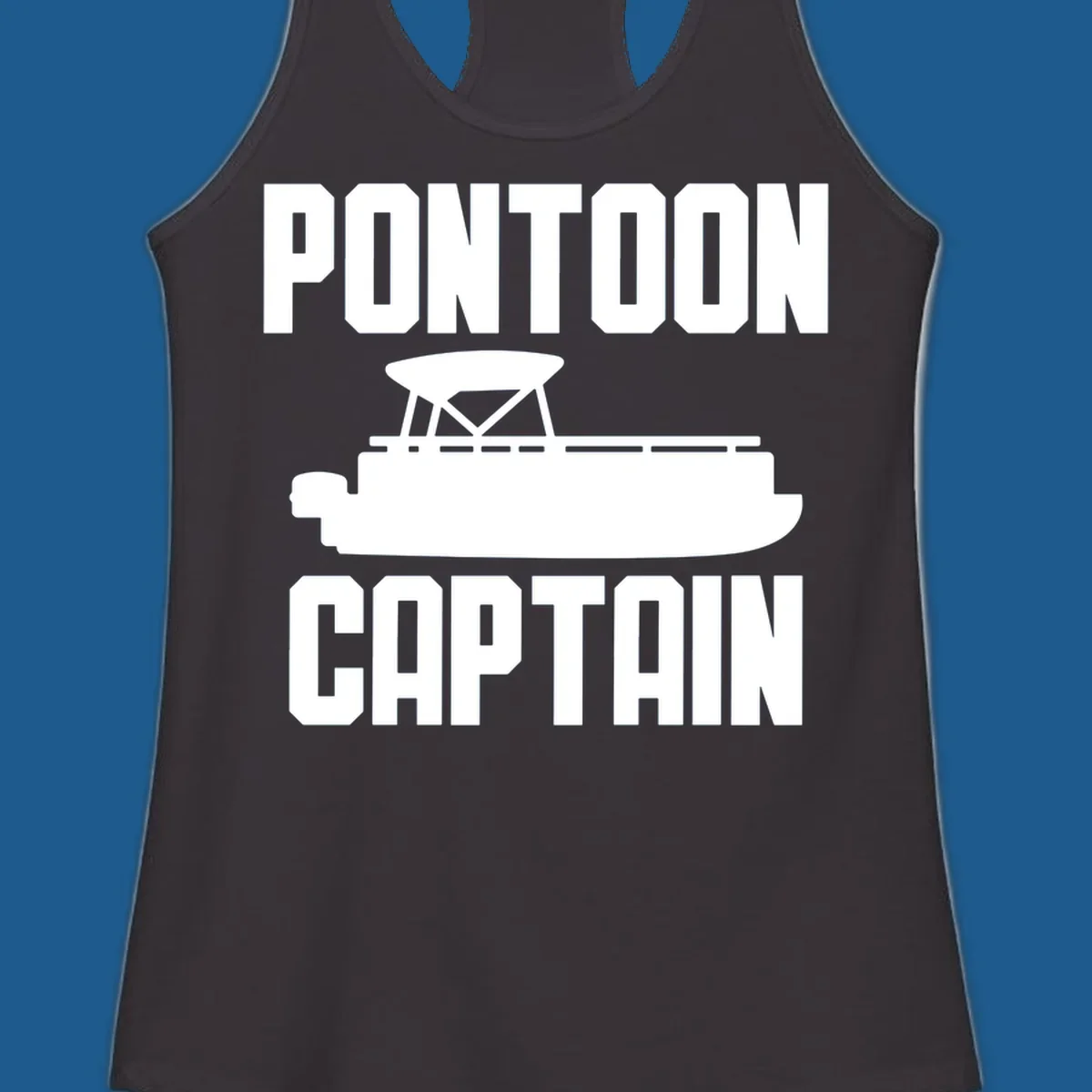 Pontoon Captain design featuring text and a pontoon boat silhouette.