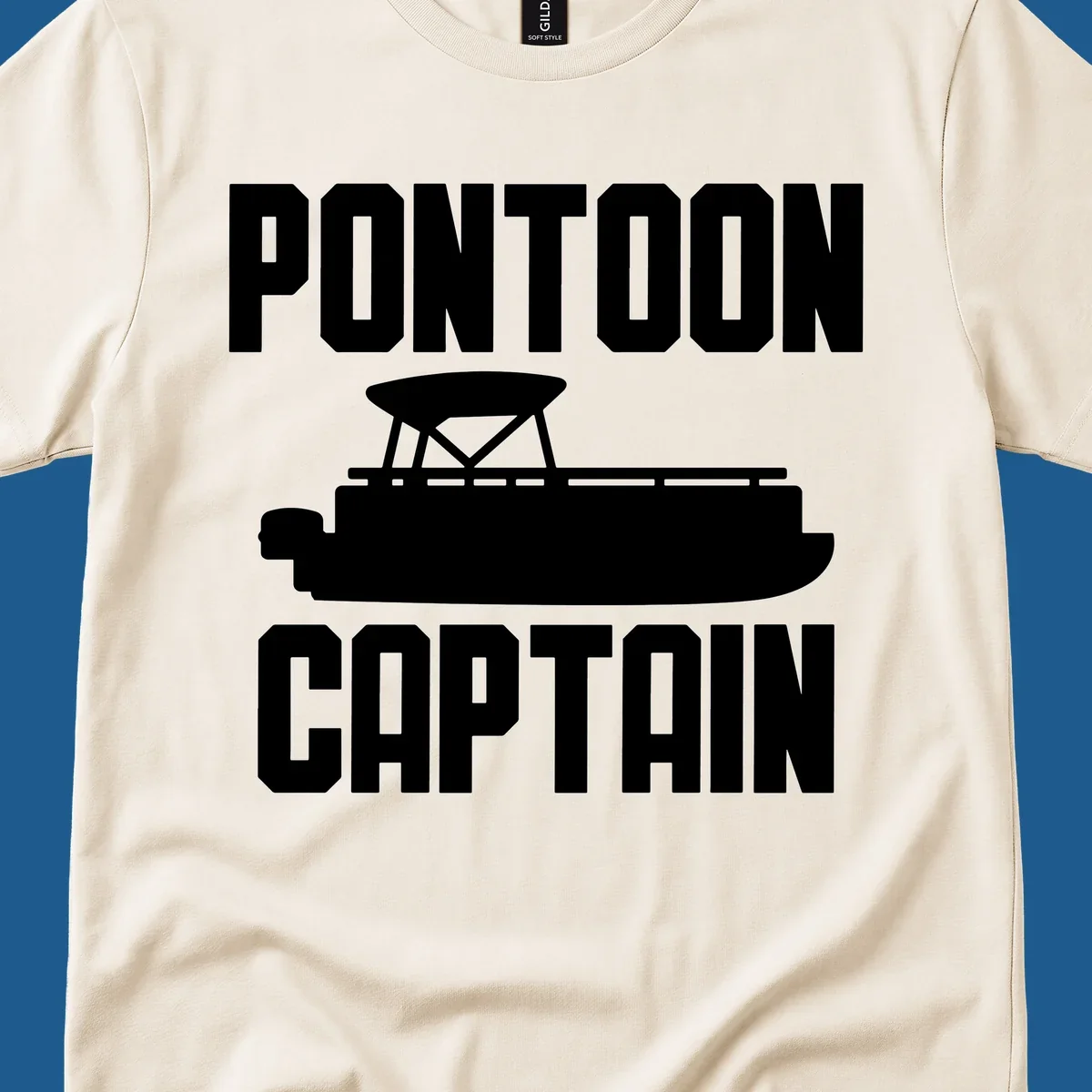 Pontoon Captain design featuring text and a pontoon boat silhouette.
