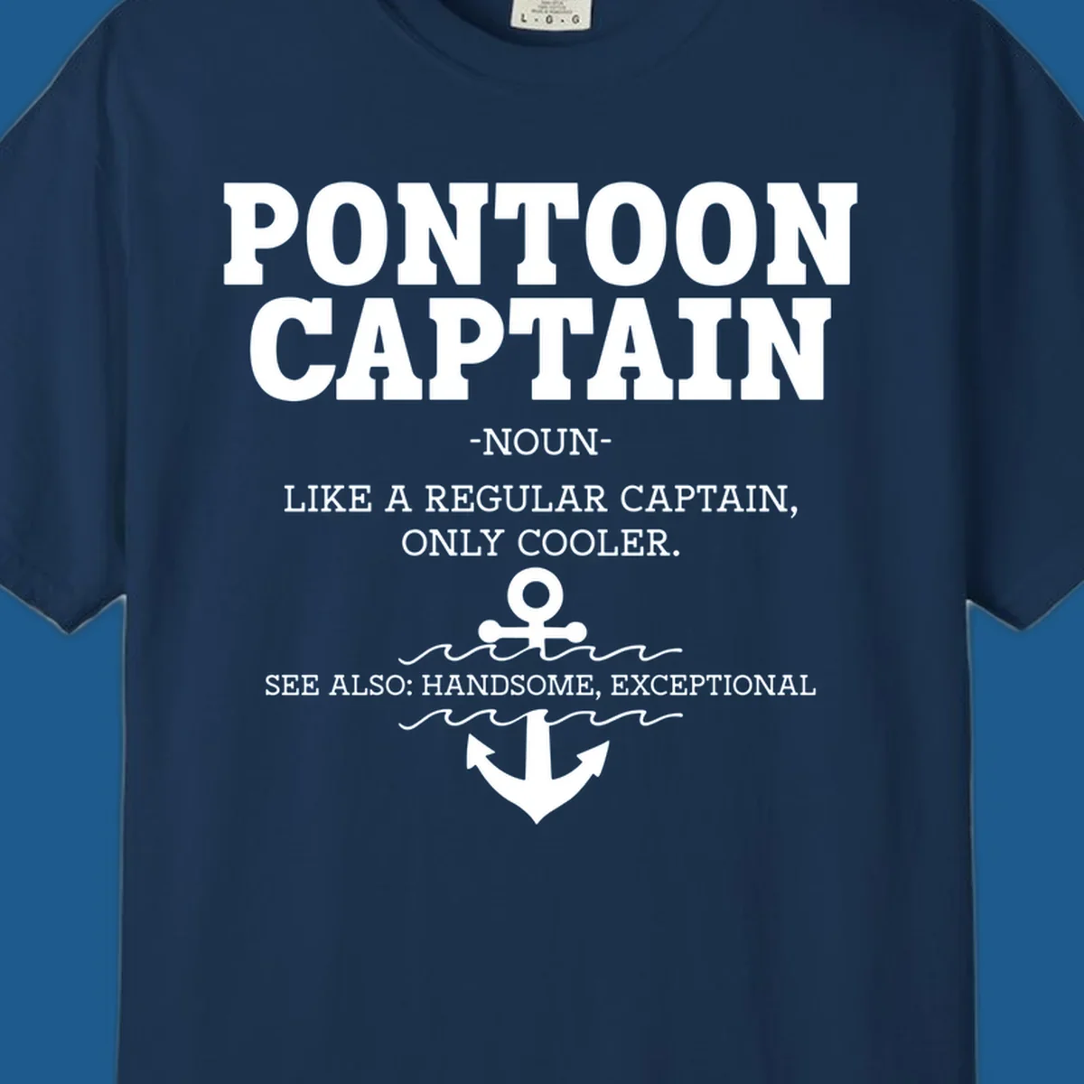 Pontoon Captain definition with anchor and waves illustration.