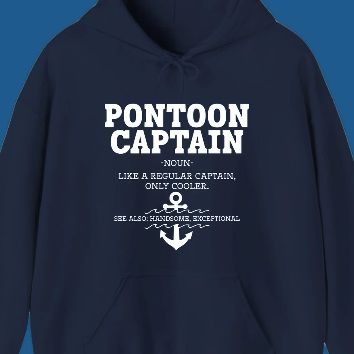 Pontoon Captain definition with anchor and waves illustration.