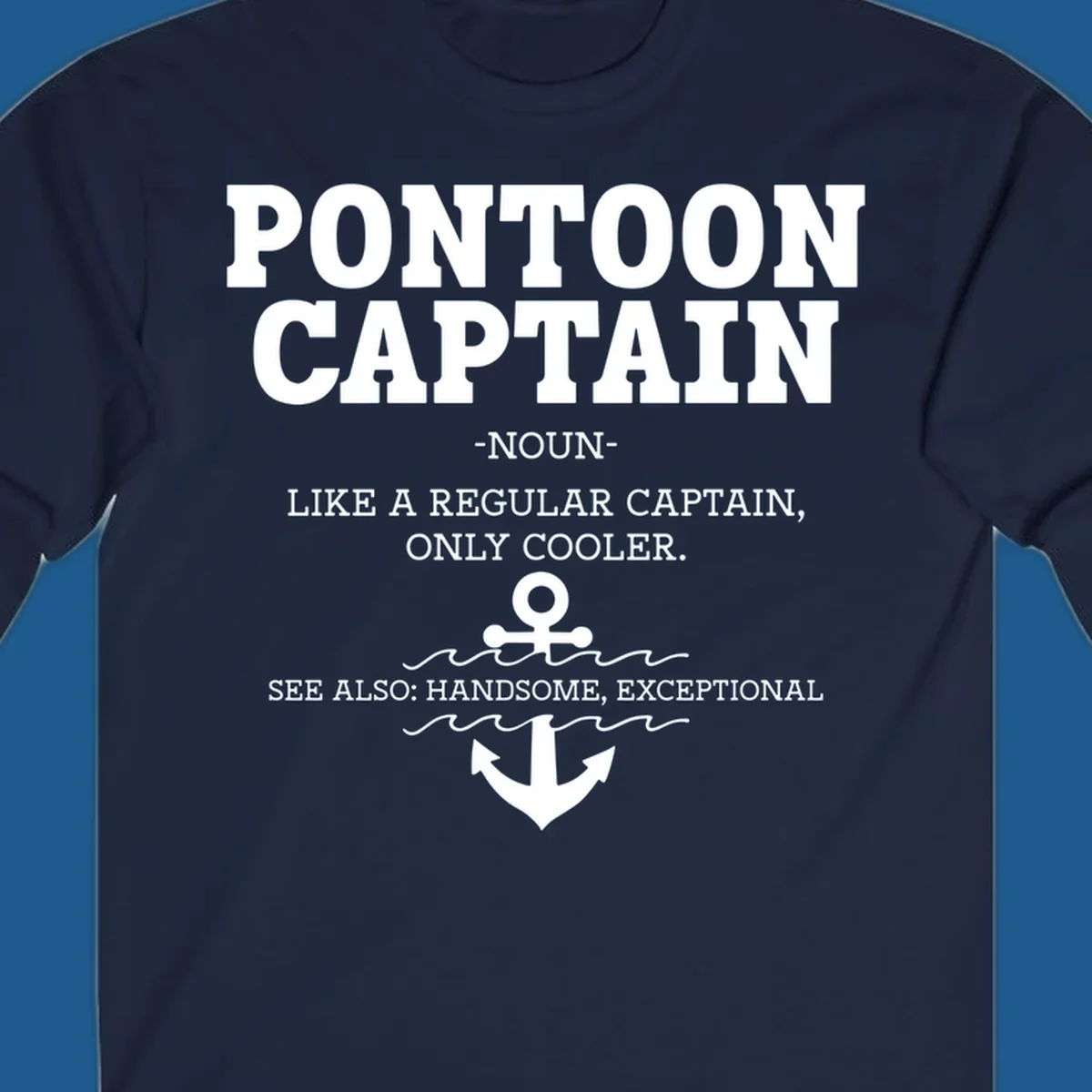 Pontoon Captain definition with anchor and waves illustration.