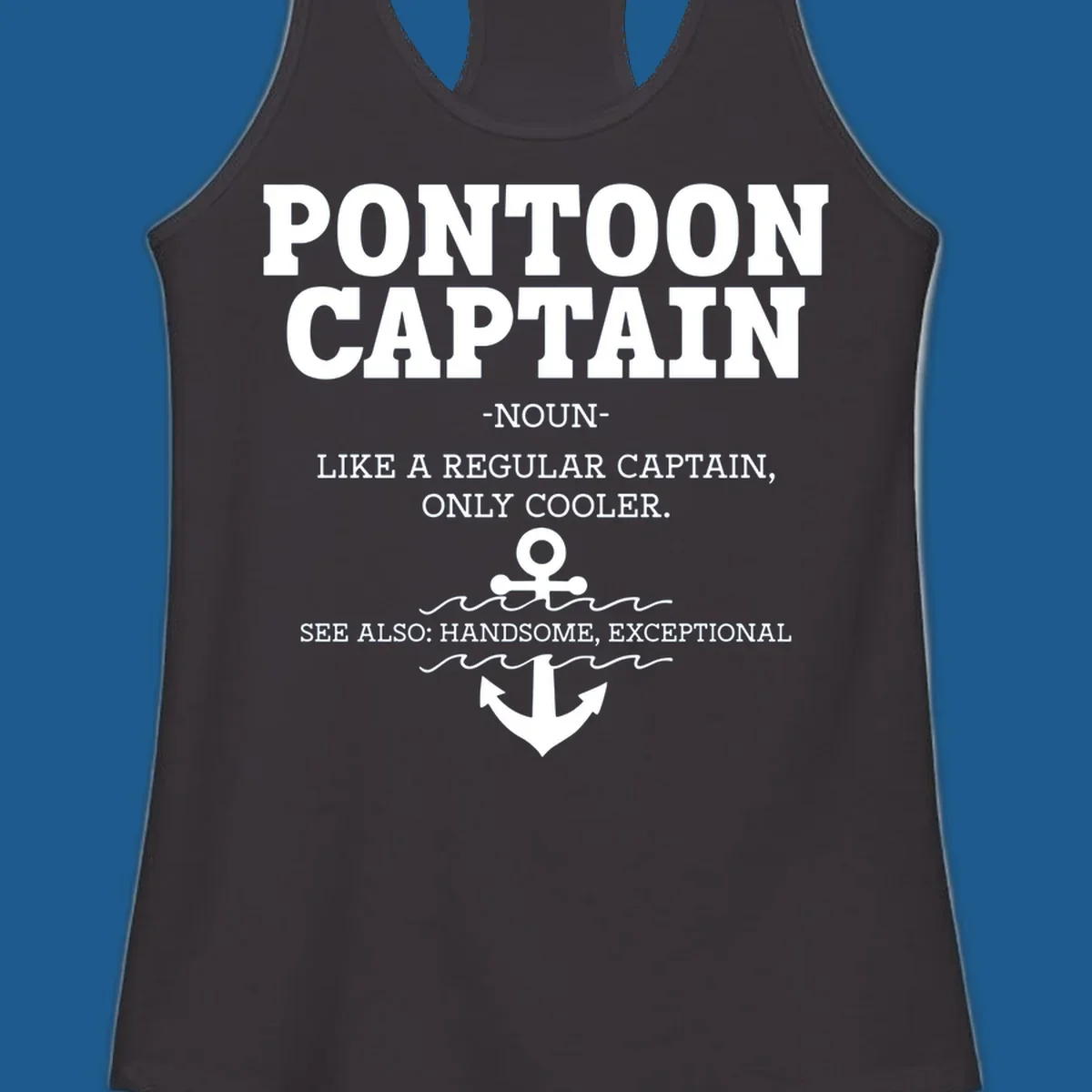 Pontoon Captain definition with anchor and waves illustration.