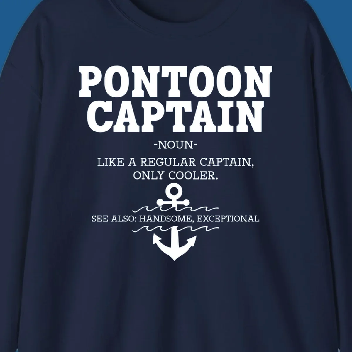 Pontoon Captain definition with anchor and waves illustration.
