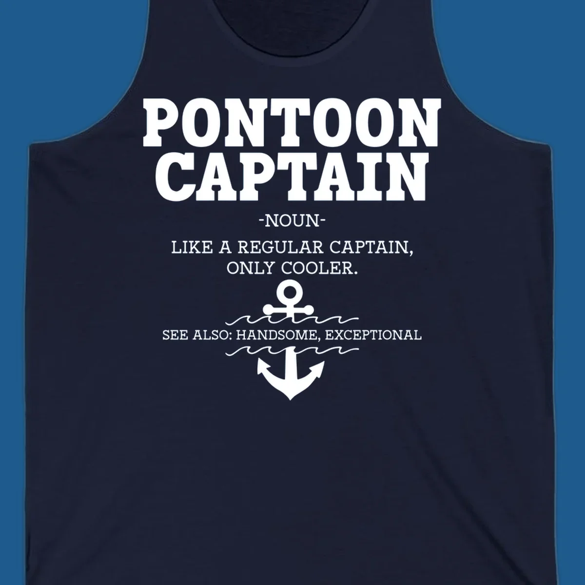 Pontoon Captain definition with anchor and waves illustration.
