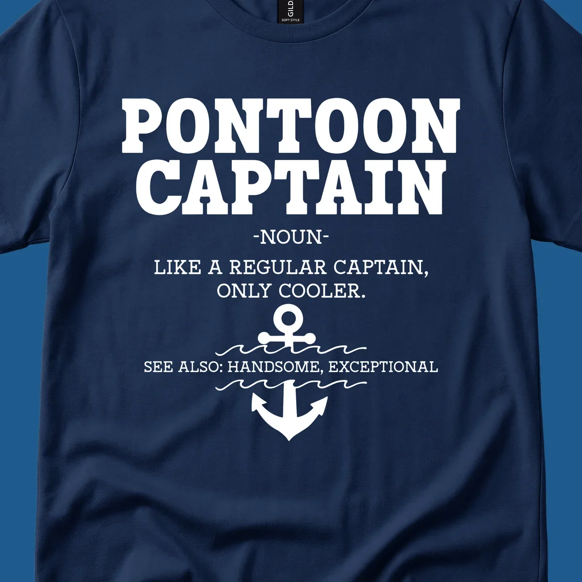 Pontoon Captain definition with anchor and waves illustration.