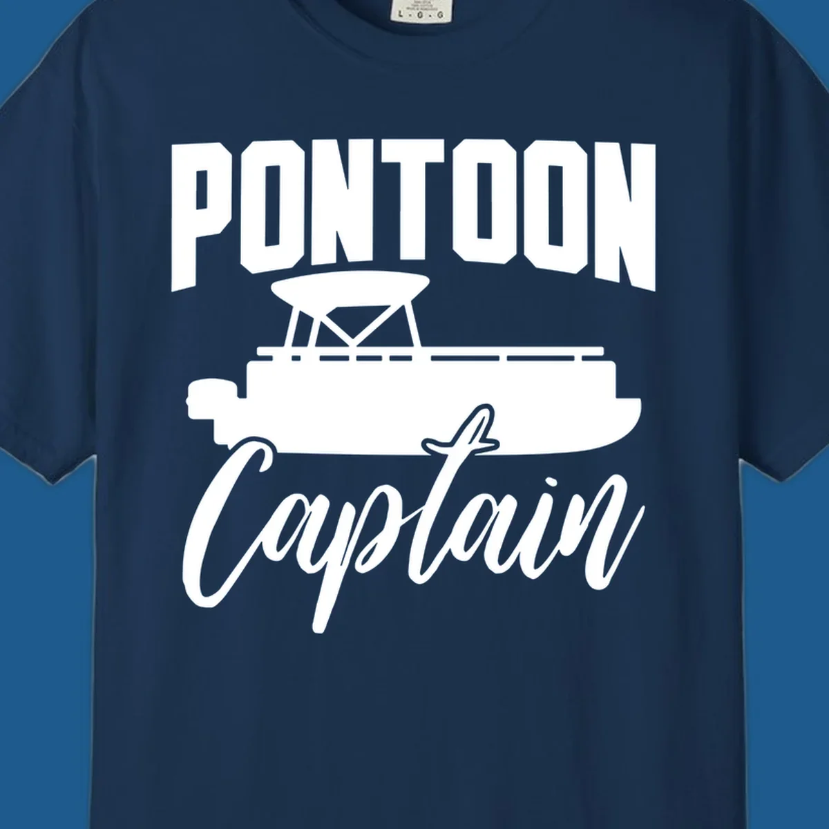 Pontoon Captain text and boat silhouette design