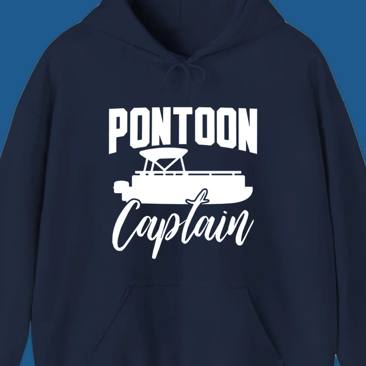 Pontoon Captain text and boat silhouette design