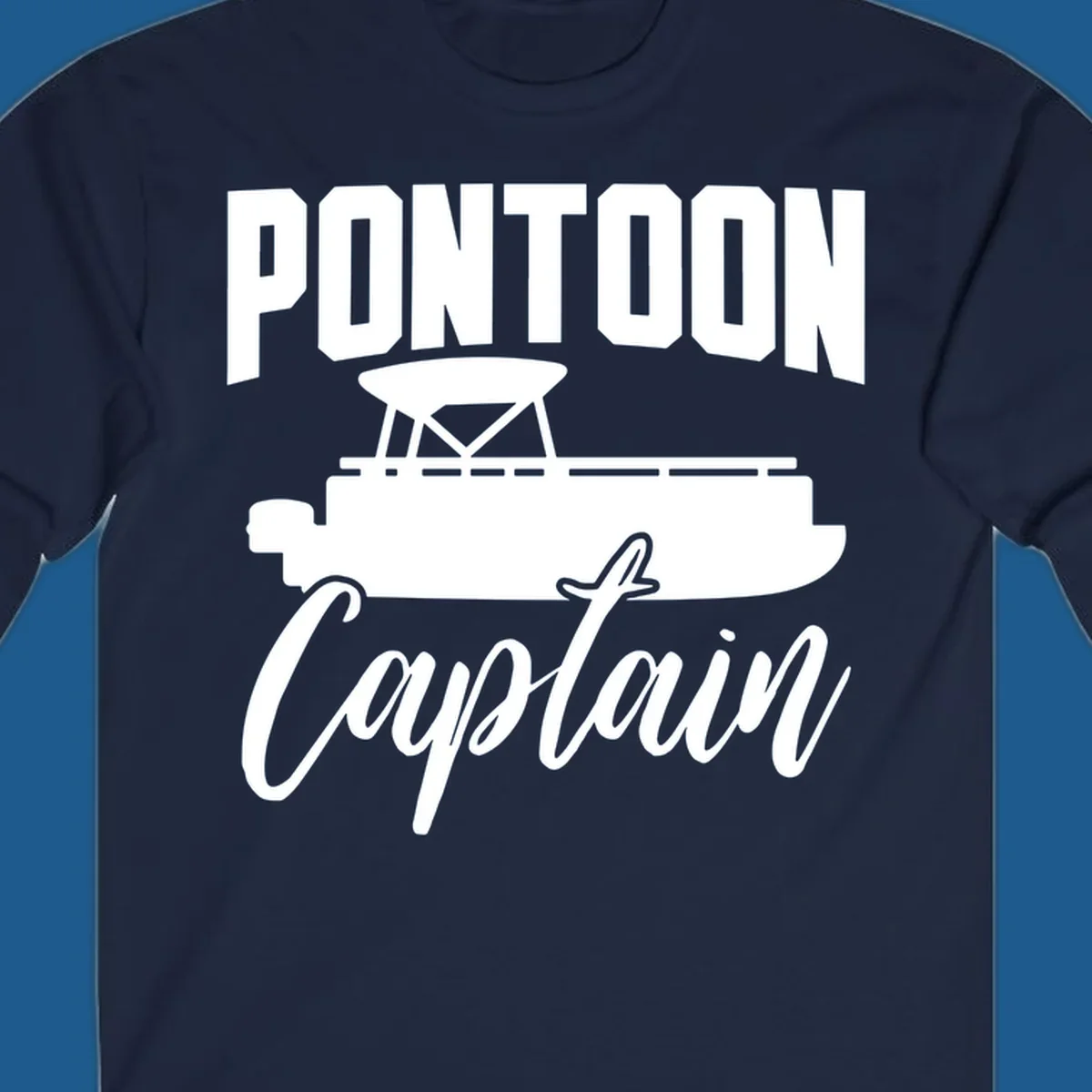 Pontoon Captain text and boat silhouette design