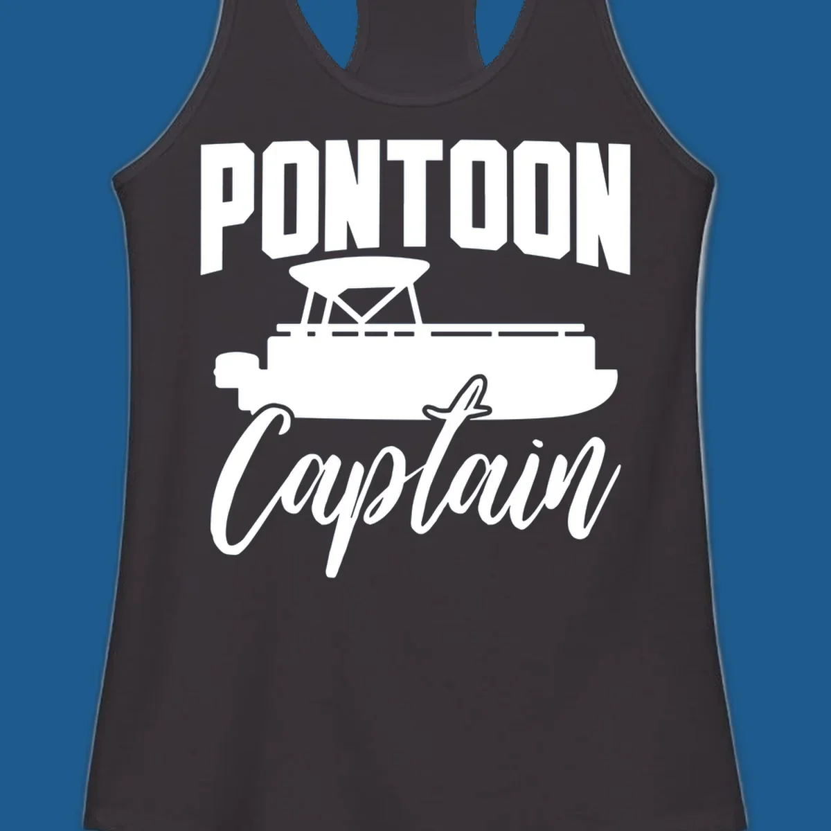Pontoon Captain text and boat silhouette design