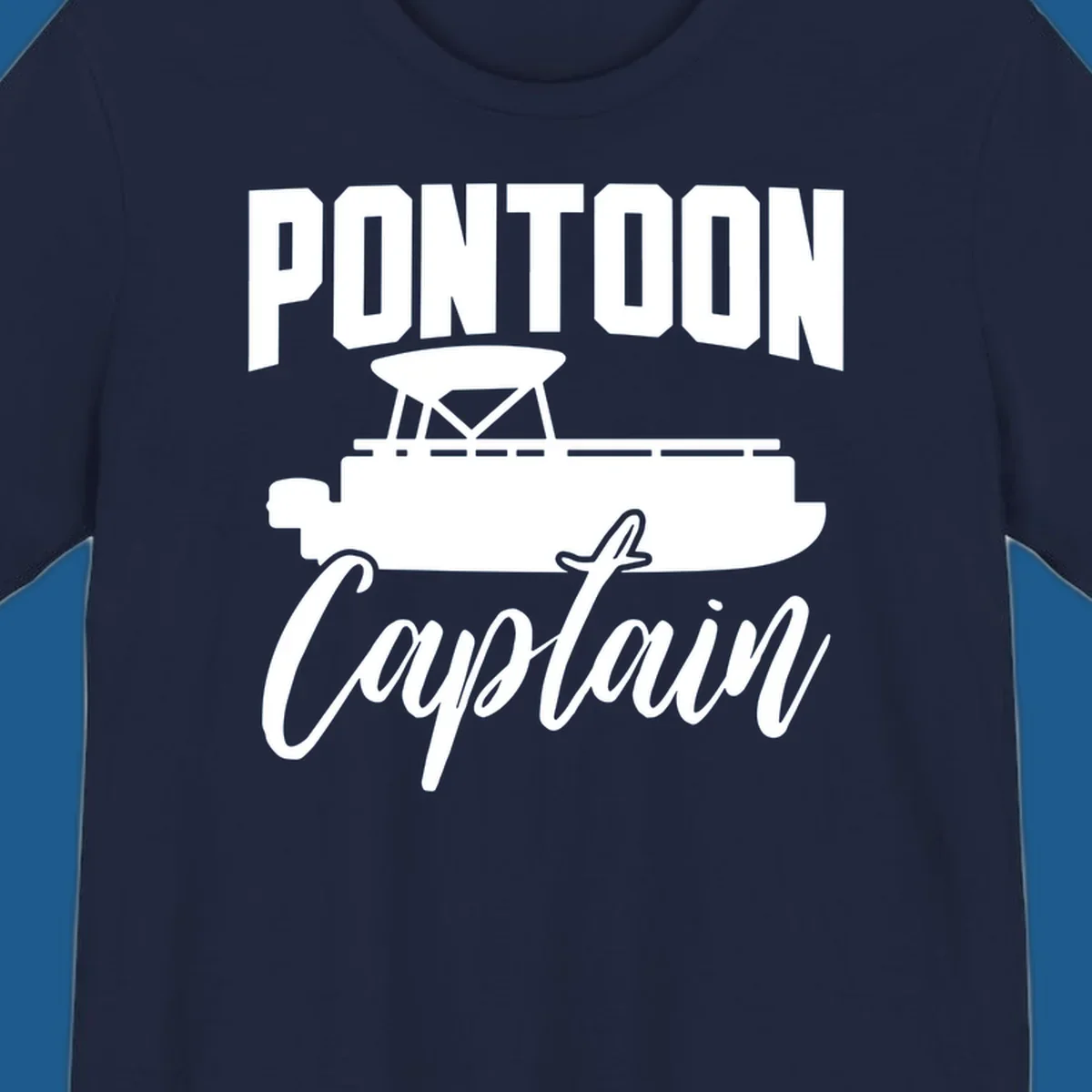 Pontoon Captain text and boat silhouette design