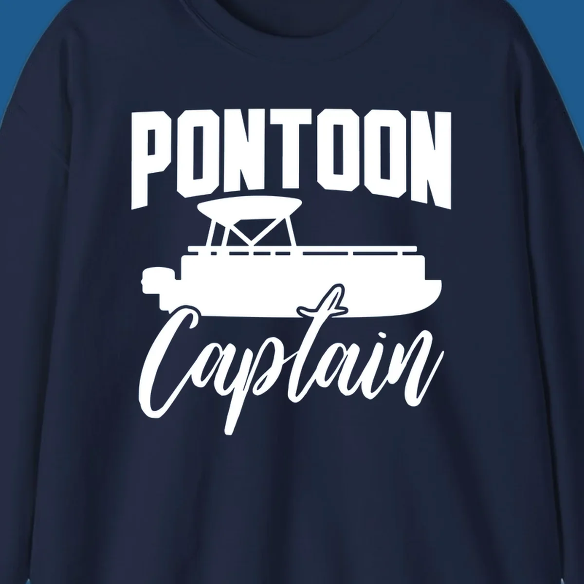 Pontoon Captain text and boat silhouette design