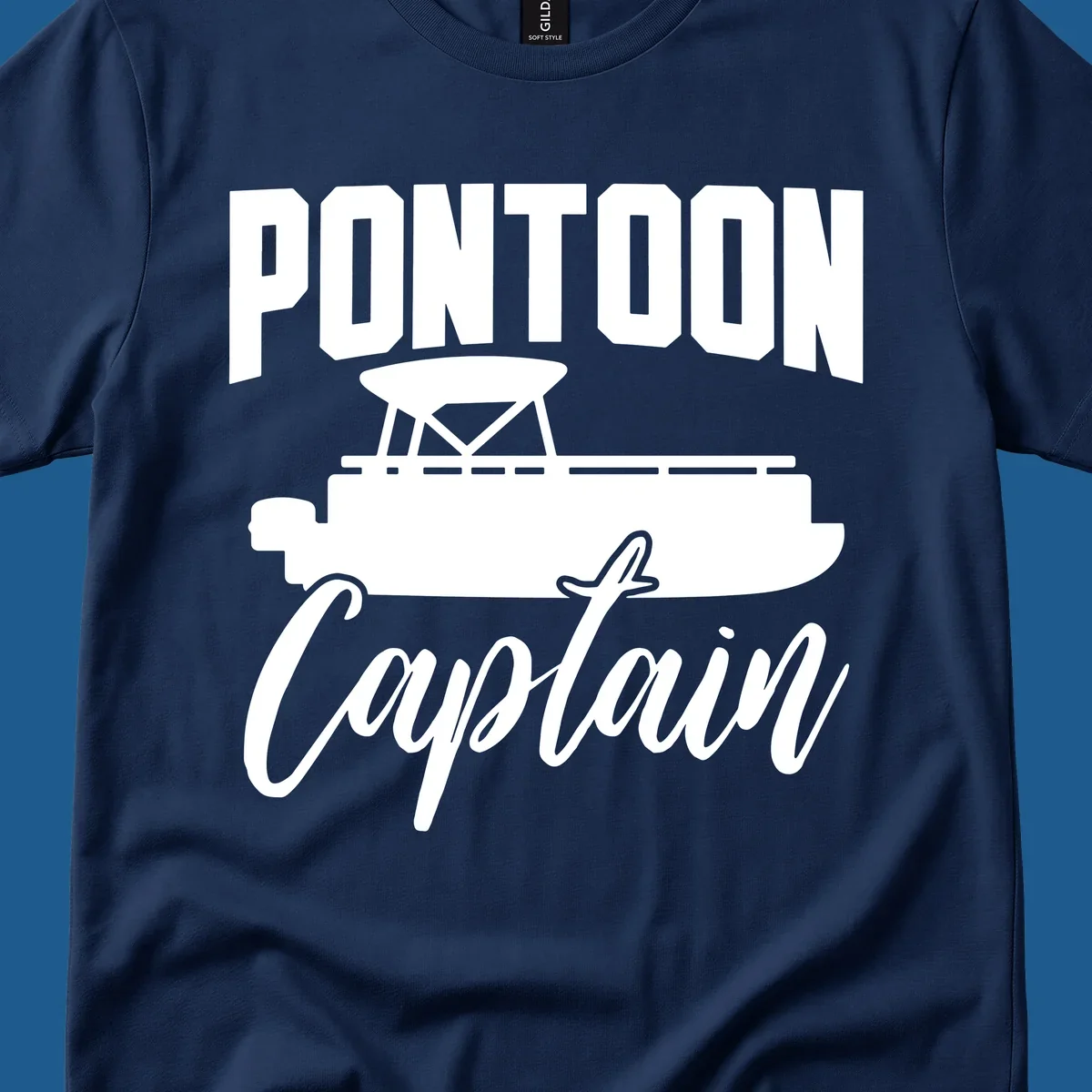 Pontoon Captain text and boat silhouette design