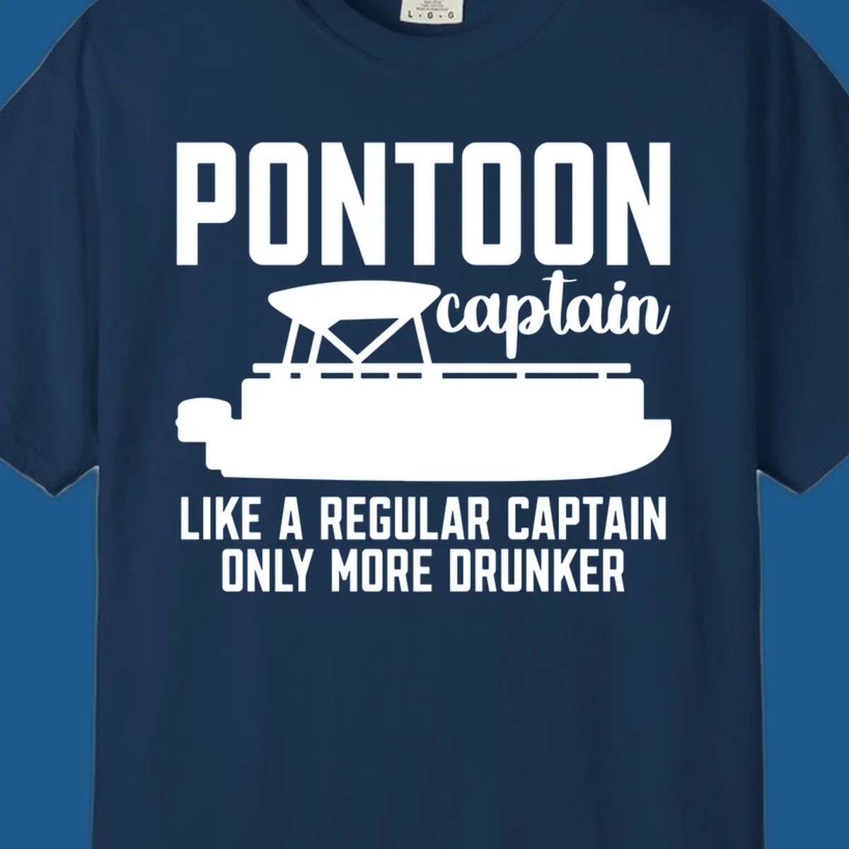 Pontoon captain illustration with text: Like a regular captain only more drunker. Pontoon-captain-drunker.
