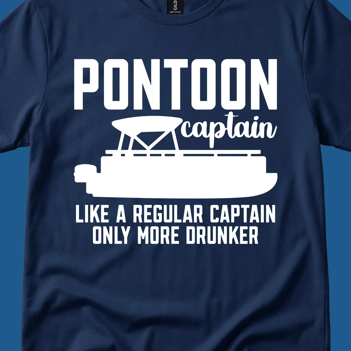 Pontoon captain illustration with text: Like a regular captain only more drunker. Pontoon-captain-drunker.