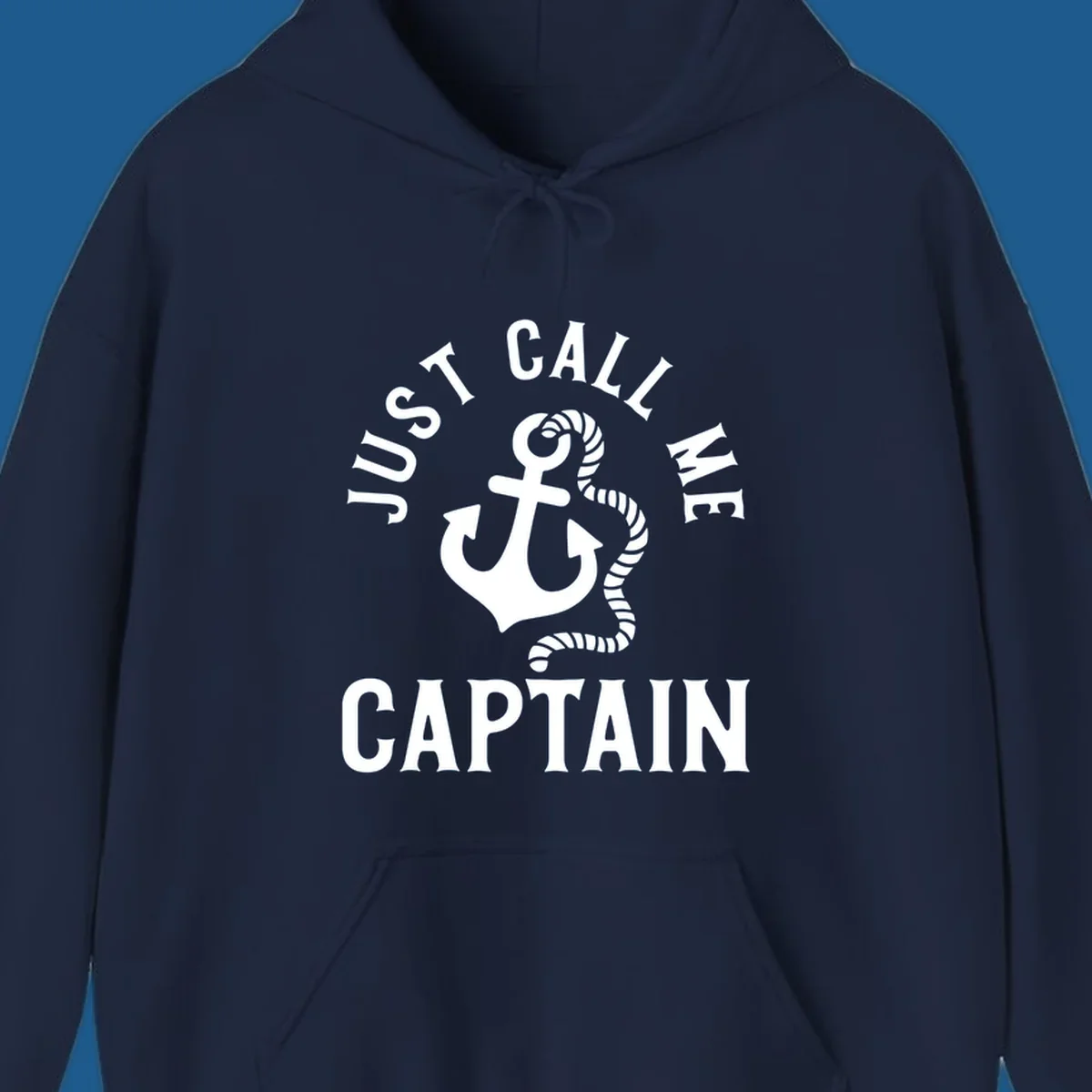 White anchor and rope with text 'JUST CALL ME CAPTAIN' for a nautical theme.