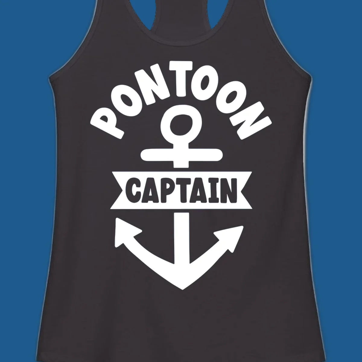 White pontoon captain anchor emblem design