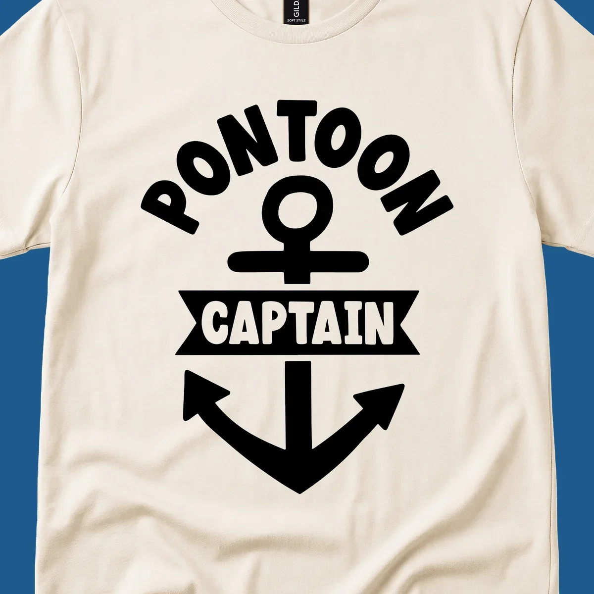 White pontoon captain anchor emblem design