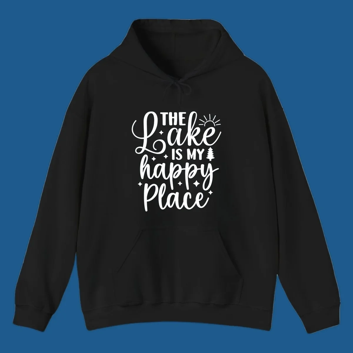 The Lake Is My Happy Place text and graphics design.