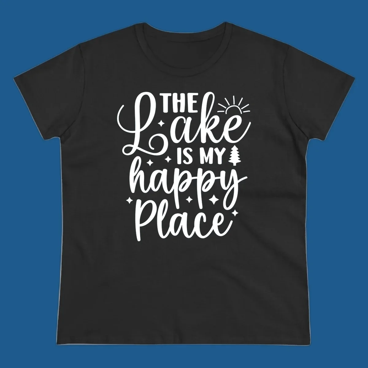 The Lake Is My Happy Place text and graphics design.
