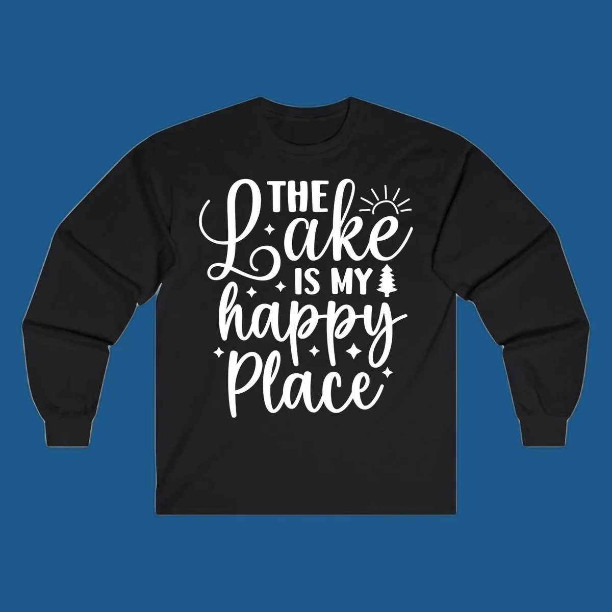 The Lake Is My Happy Place text and graphics design.