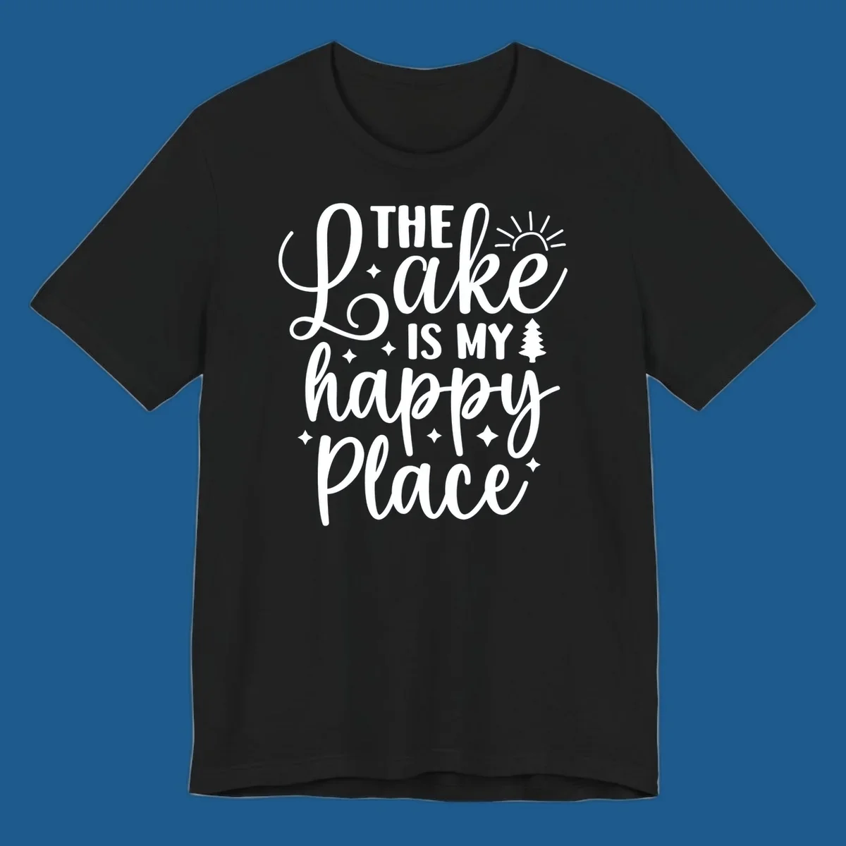 The Lake Is My Happy Place text and graphics design.