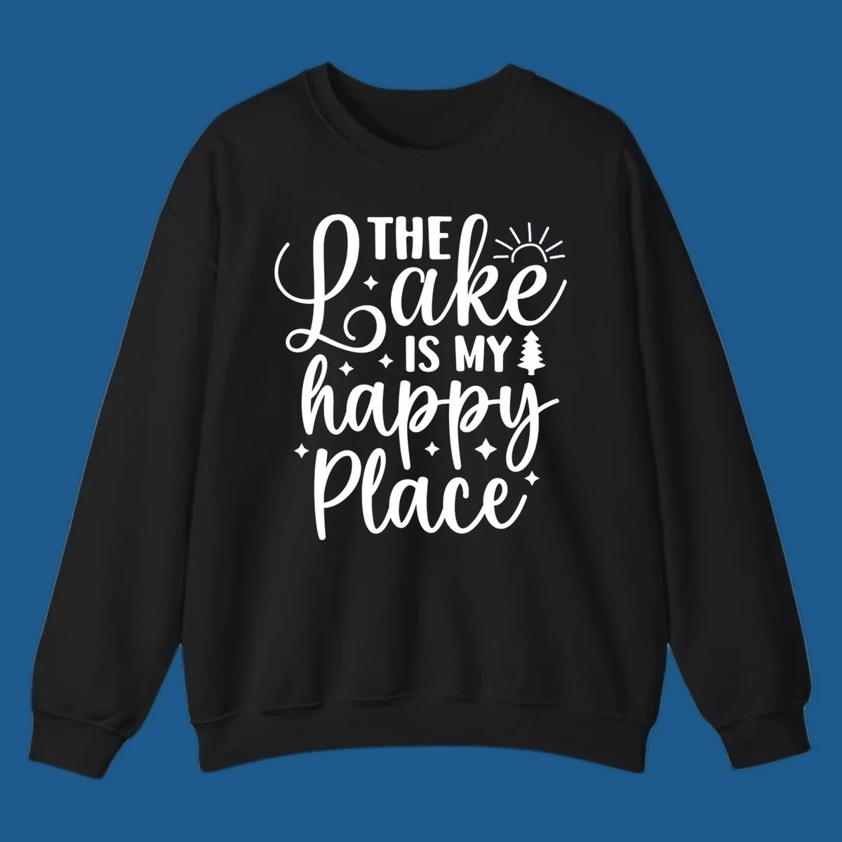 The Lake Is My Happy Place text and graphics design.