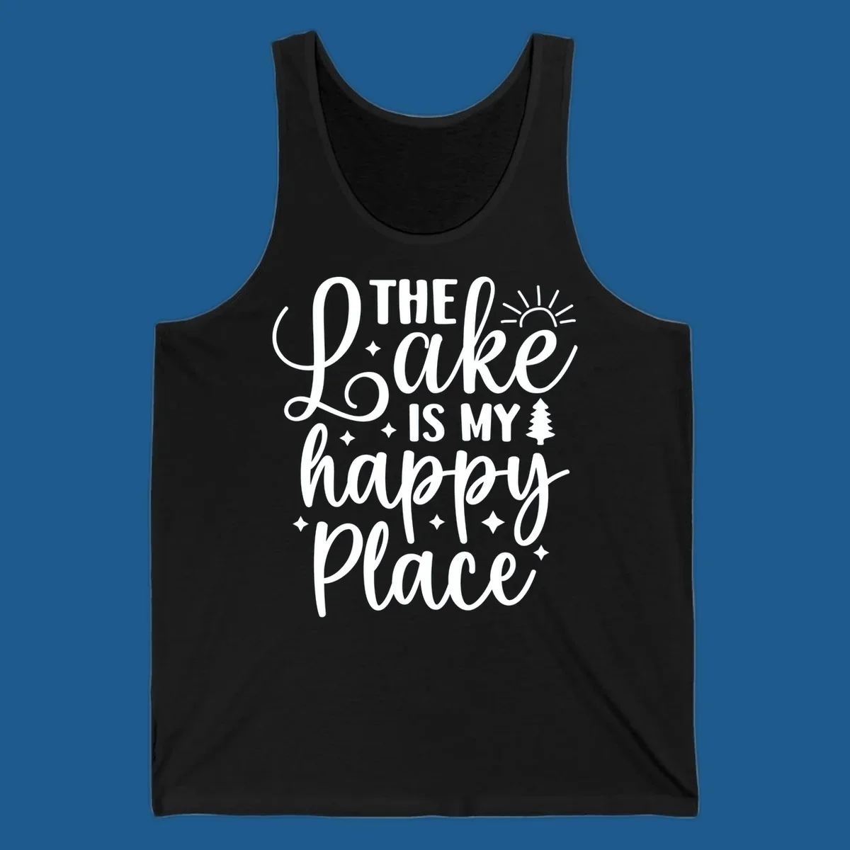 The Lake Is My Happy Place text and graphics design.